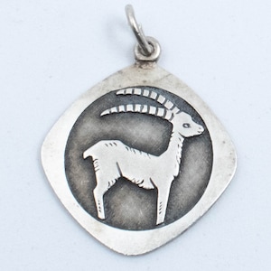 Vintage Sterling Silver Goat Zodiac Capricorn Pendant!