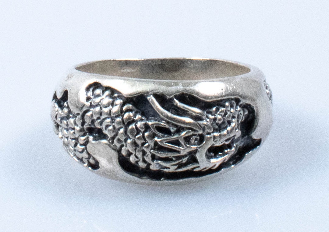 Vintage Sterling Silver Large Dragon Dome Ring! [size 10.5 US] - Etsy