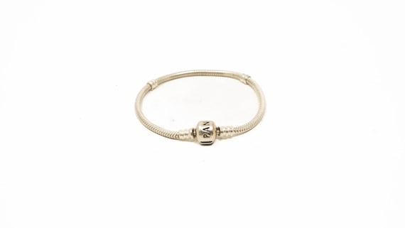 Vintage Sterling Silver Snake Chain Barrel Clasp Bracelet by