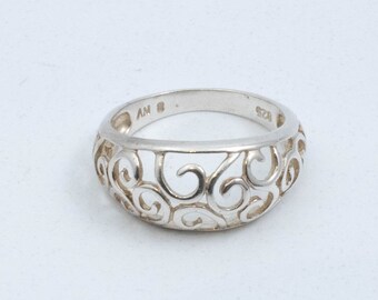 Anello a spirale aperto in argento sterling vintage! [Taglia 8 USA]