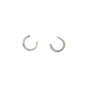 Vintage Sterling Silver Classic Half Hoop Square Edge Earrings!
