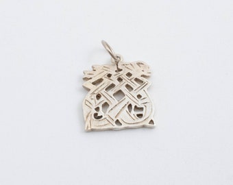 Vintage Sterling Silver Celtic Inspired Hatched Square Pendant!