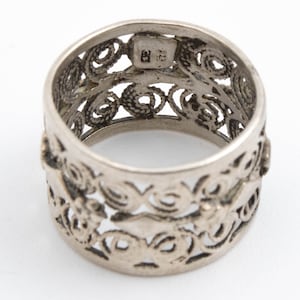 Vintage Sterling Silver Vine like Diamond shaped laser Cut Ring [Size 6.25 US]