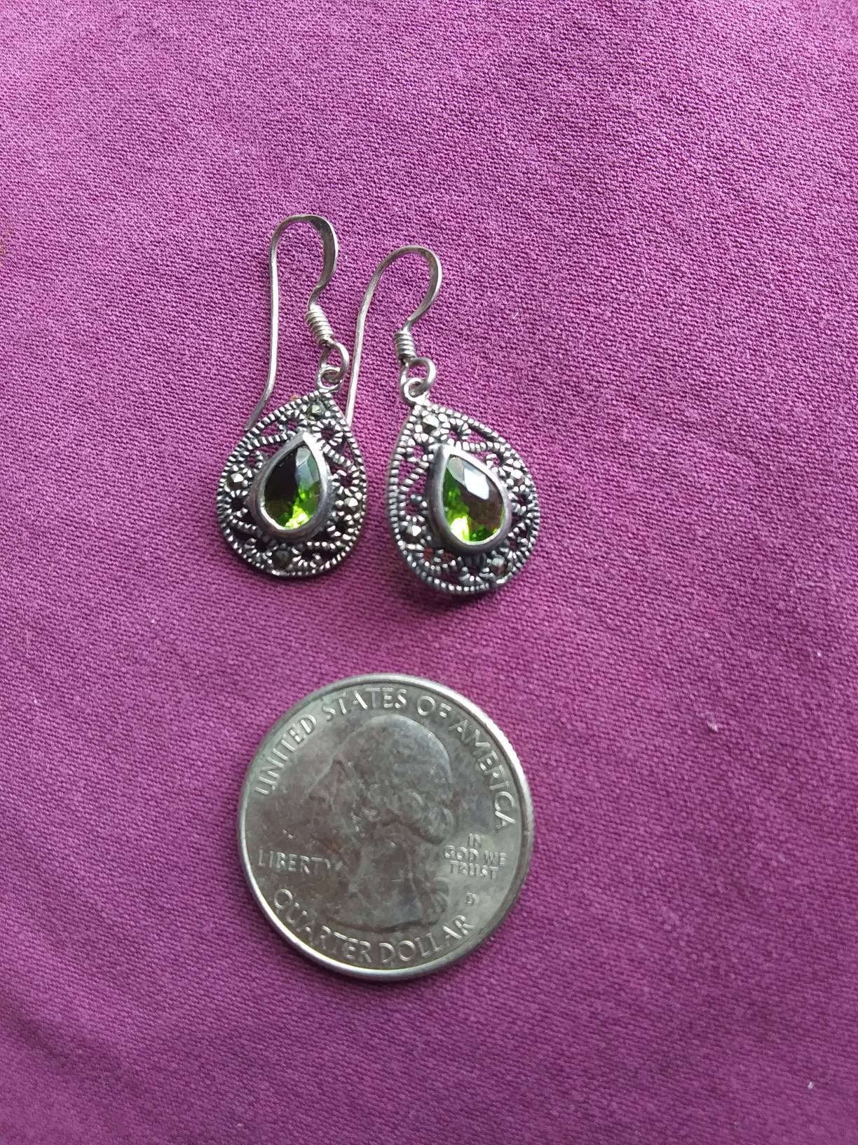Esse Marcasite - Anello in argento Sterling, con orecchini a
