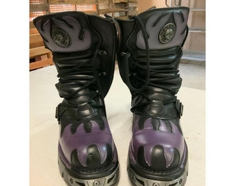 New Rock Boots Purple Flames #591 Size EUR 45