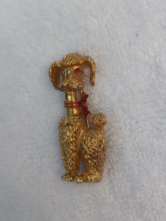 Vintage Goldtone Poodle Brooch Pin