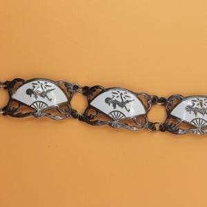 Vintage Sterling Silver Enamel Siam Niello Bracelet