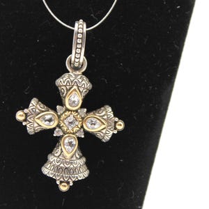 Pingente de cruz Barbara Bixby em ouro 18k e prata esterlina com topázio branco