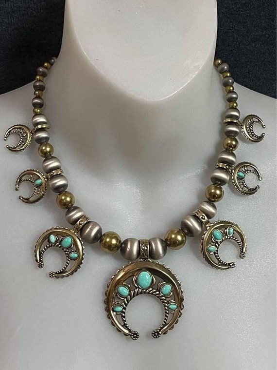 Vintage Carolyn Pollack Squash Blossom Necklace - image 3