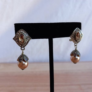 Heidi Daus Faux Pearl Hang Down Earrings