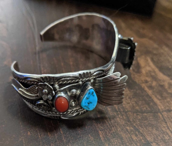 Tommy Piaso Wide Vintage Native American Navajo Turquoise Sterling Silver Bracelet Cuff Tommy Piaso Wide Vintage Native American Navajo Turquoise Sterling Silver Bracelet Cuff