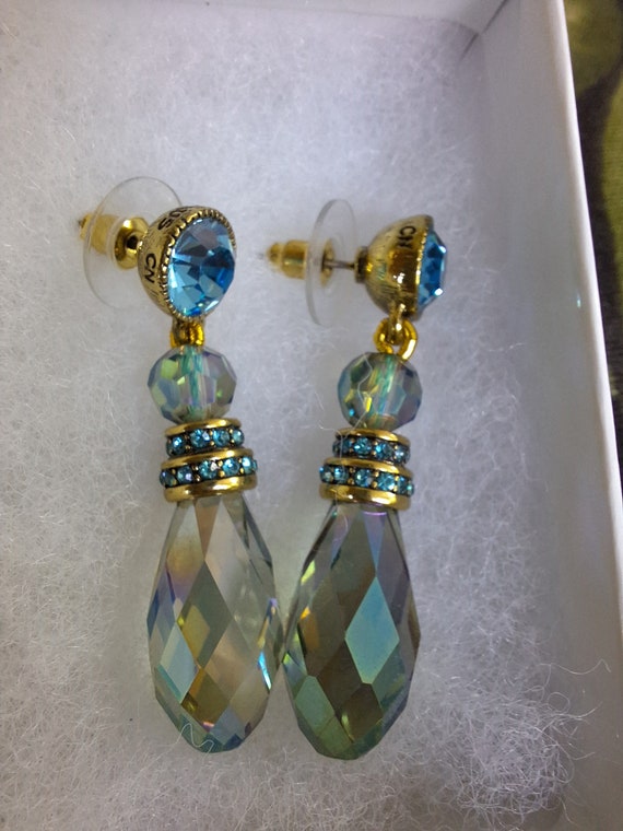 Heidi Daus Blue Teardop Dangle Earrings