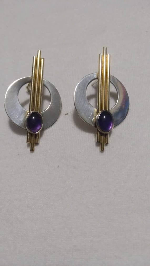 Unique sterling silver and amethyst earrings