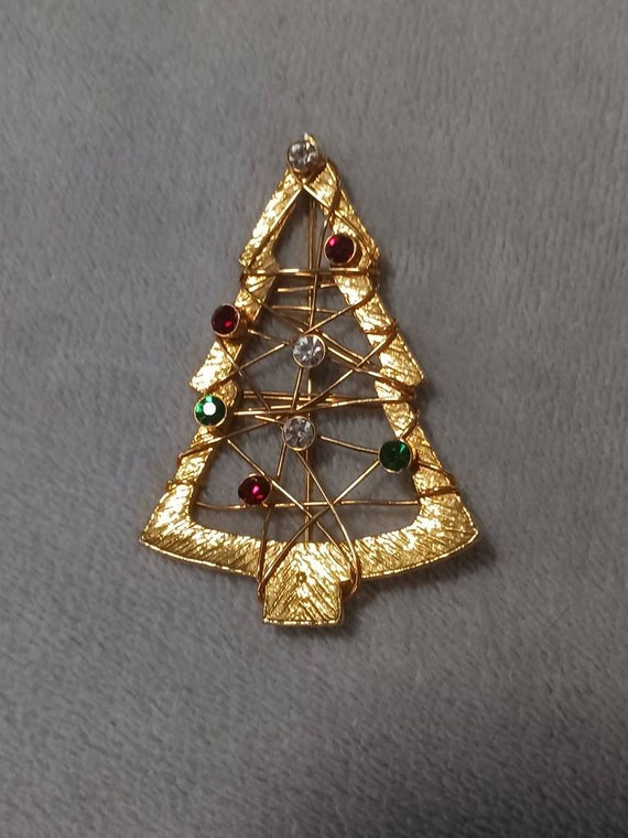 Wire Christmas Tree Pin Brooch - image 1