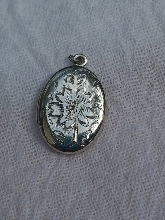 Sterling Silver Floral Locket Pendant - image 1