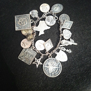 1970s Vintage Sterling Silver Charm Bracelet Beta Sigma Phi Sorority
