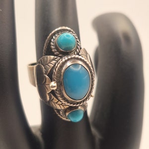 Mexican Sterling Silver Turquoise Taxco Poison Ring