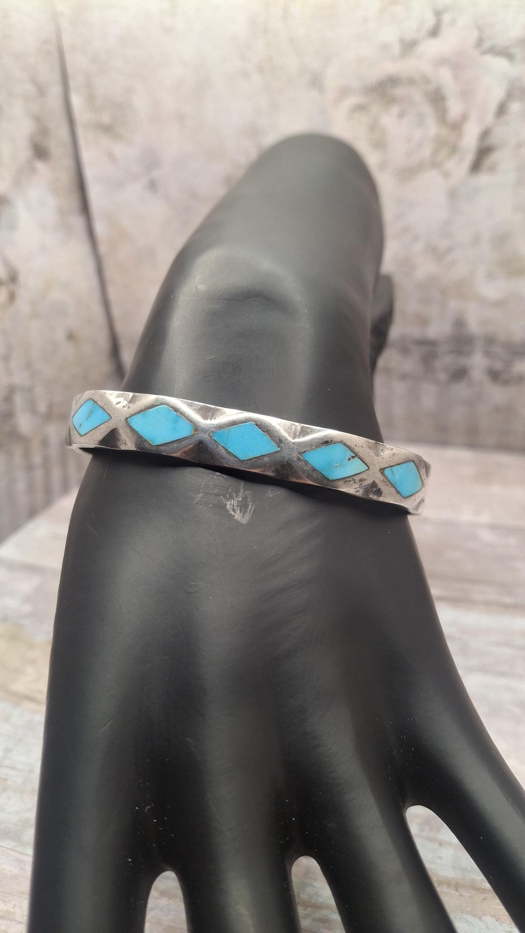 Vintage Navajo Sterling Silver Turquoise Cuff Bracelet - Etsy