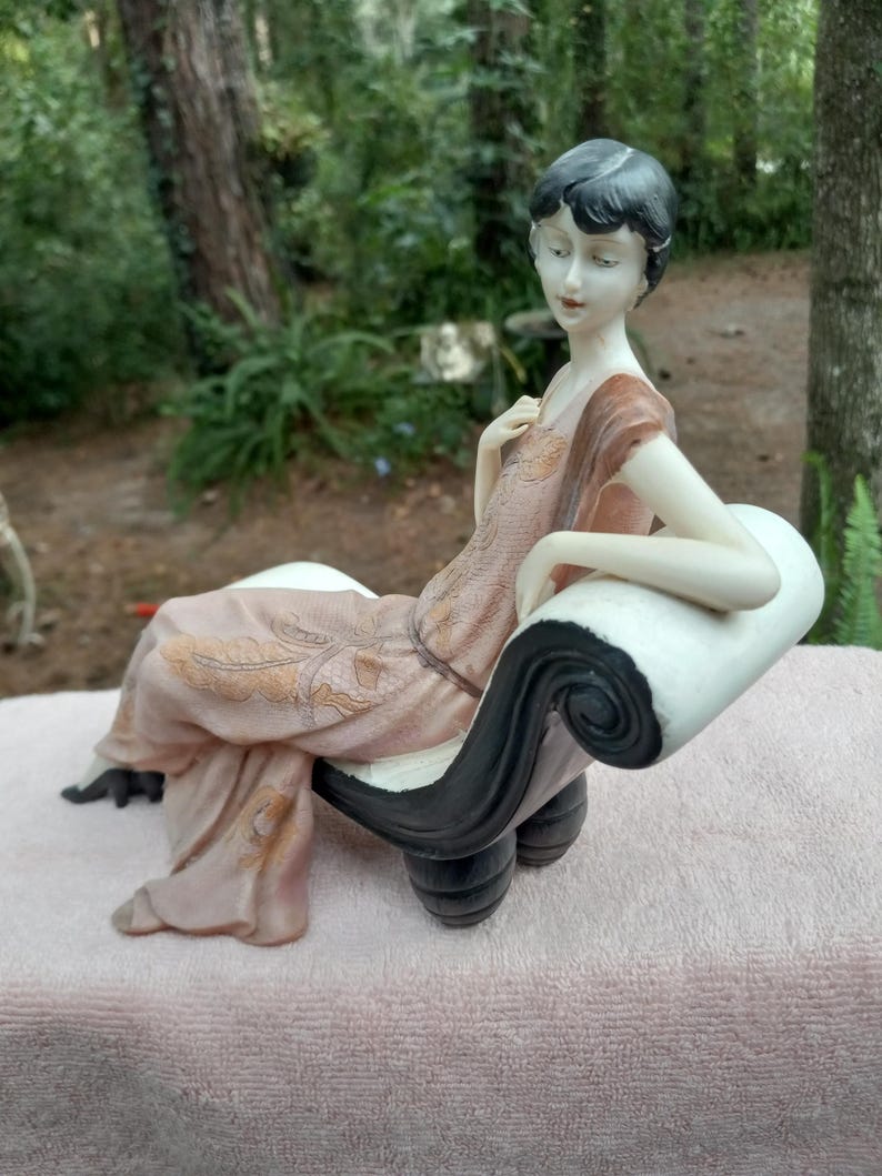 Art Deco Reclining Lady Figurine Etsy Australia