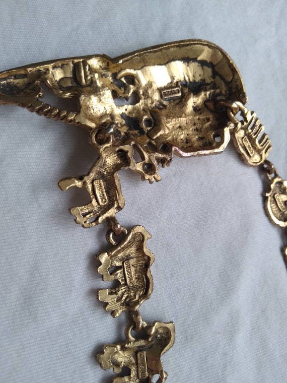 Vintage gold plated Noah's Ark charm necklace sig… - image 5