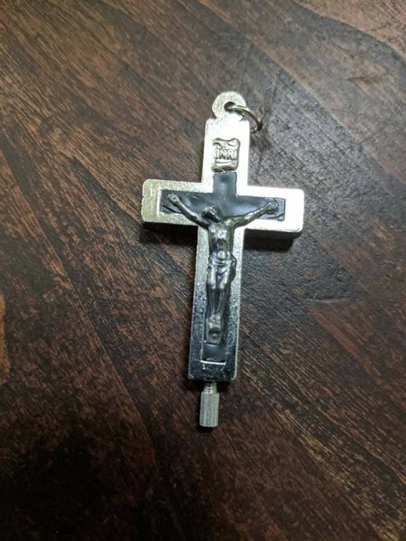Antique sterling silver Reliquary Crucifix Italy Roma