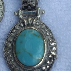 Vintage sterlingzilveren turkoois kettinghanger