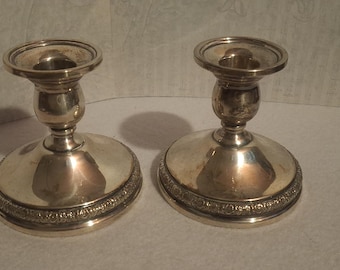 Pair International Prelude Sterling Silver 3.25" Candlesticks