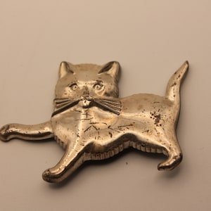 Vintage Lang Sterling Silver Cat Pin Brooch