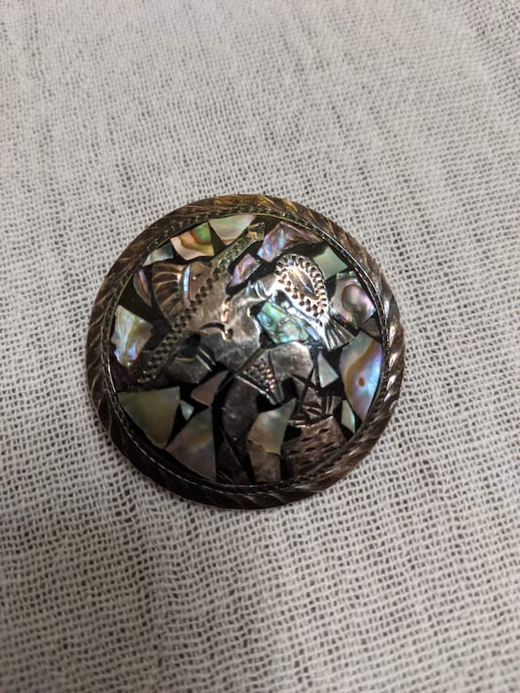 Vintage Sterling Aztec warrior brooch