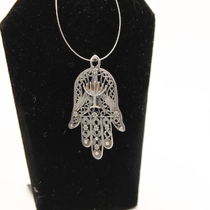 Sterling Silver Hamsa Pendant With Menorah