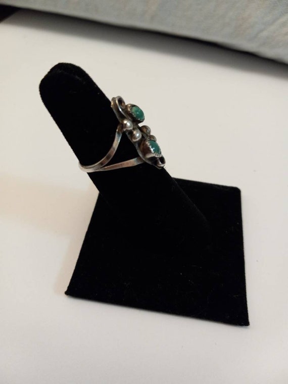 Vintage Native American Indian turquoise ring ste… - image 3