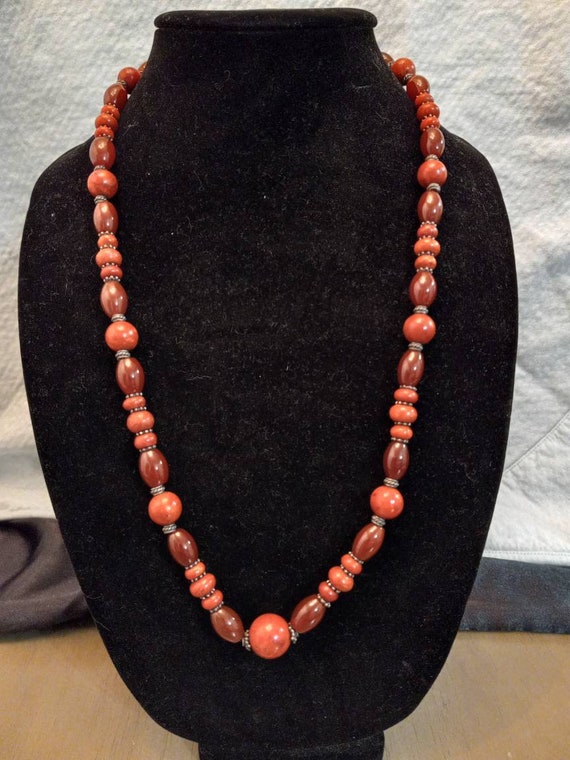 Genuine Coral and Sterling Silver Vintage Necklace