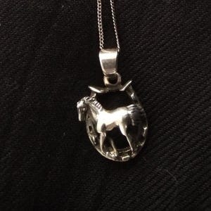 Horse in Horseshoes Sterling Silver Necklace