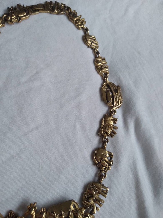 Vintage gold plated Noah's Ark charm necklace sig… - image 4