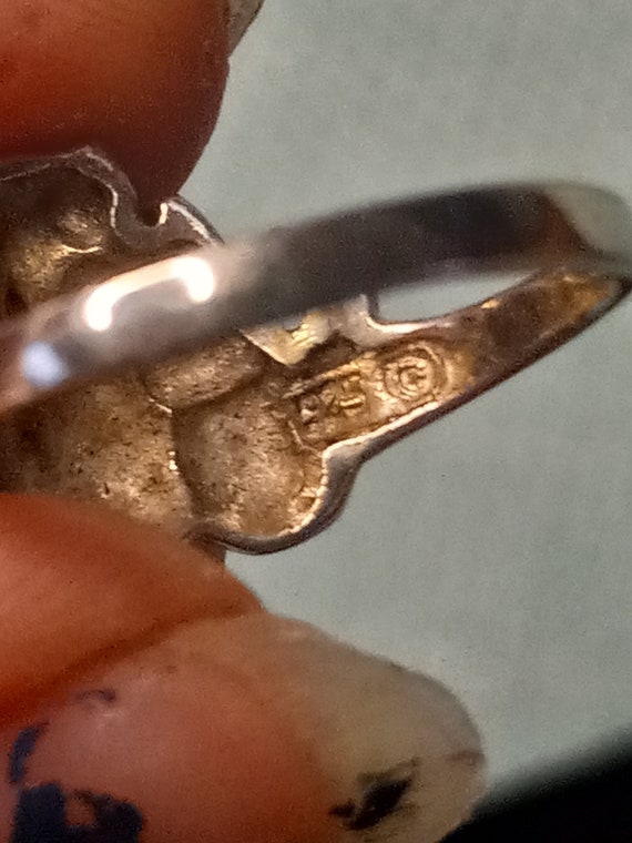 Two Cat Sterling Silver Ring size 5 1/2 - image 5
