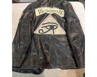 Rara giacca in pelle vintage degli Illuminati di Wilson