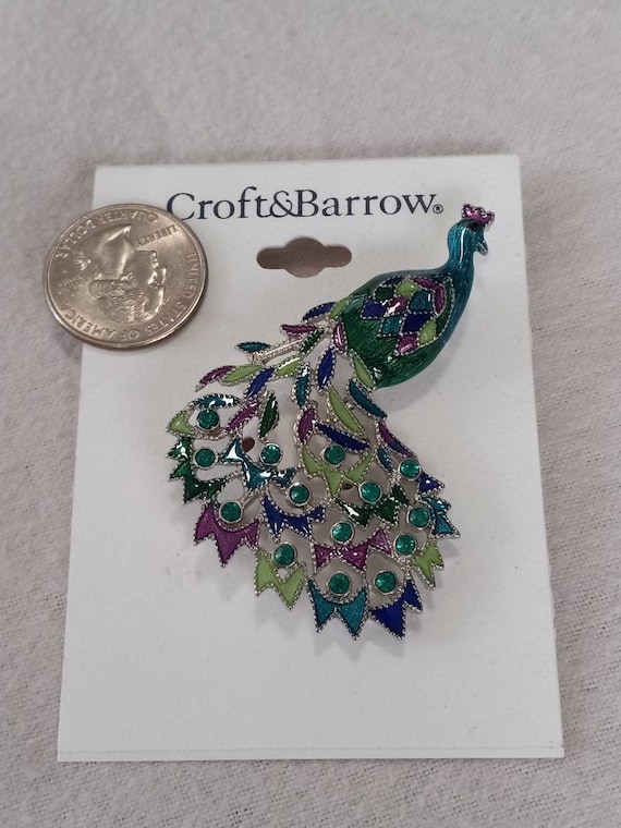 Croft and Barrow Blue Green Purple Peacock Brooch… - image 2