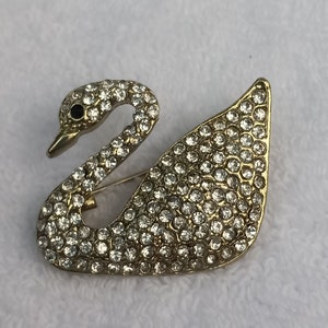 Rhinestone Swan Pin Brooch