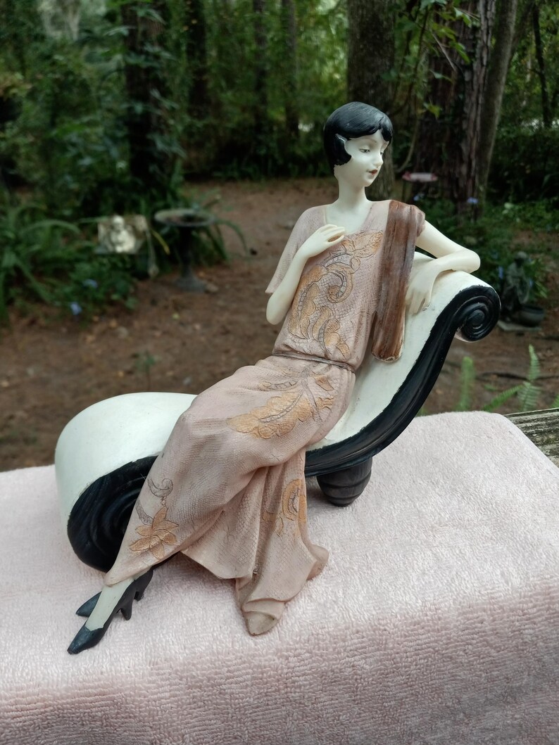 Art Deco Reclining Lady Figurine Etsy Australia