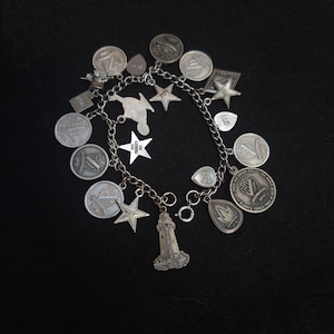 1970s Vintage Sterling Silver Charm Bracelet Beta Sigma Phi Sorority