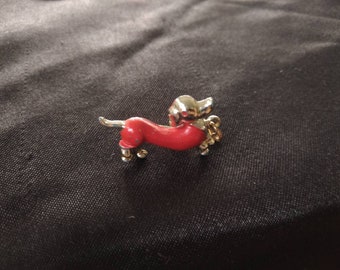 Small red dachshund pendant pin