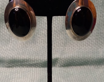 Nel J Sterling Silver Black Onyx Stud Earrings