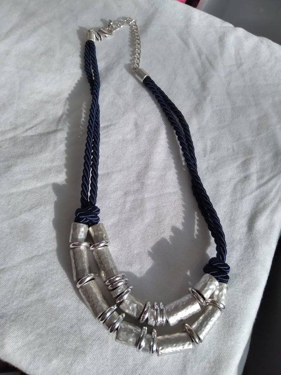 Chicos blue rope necklace