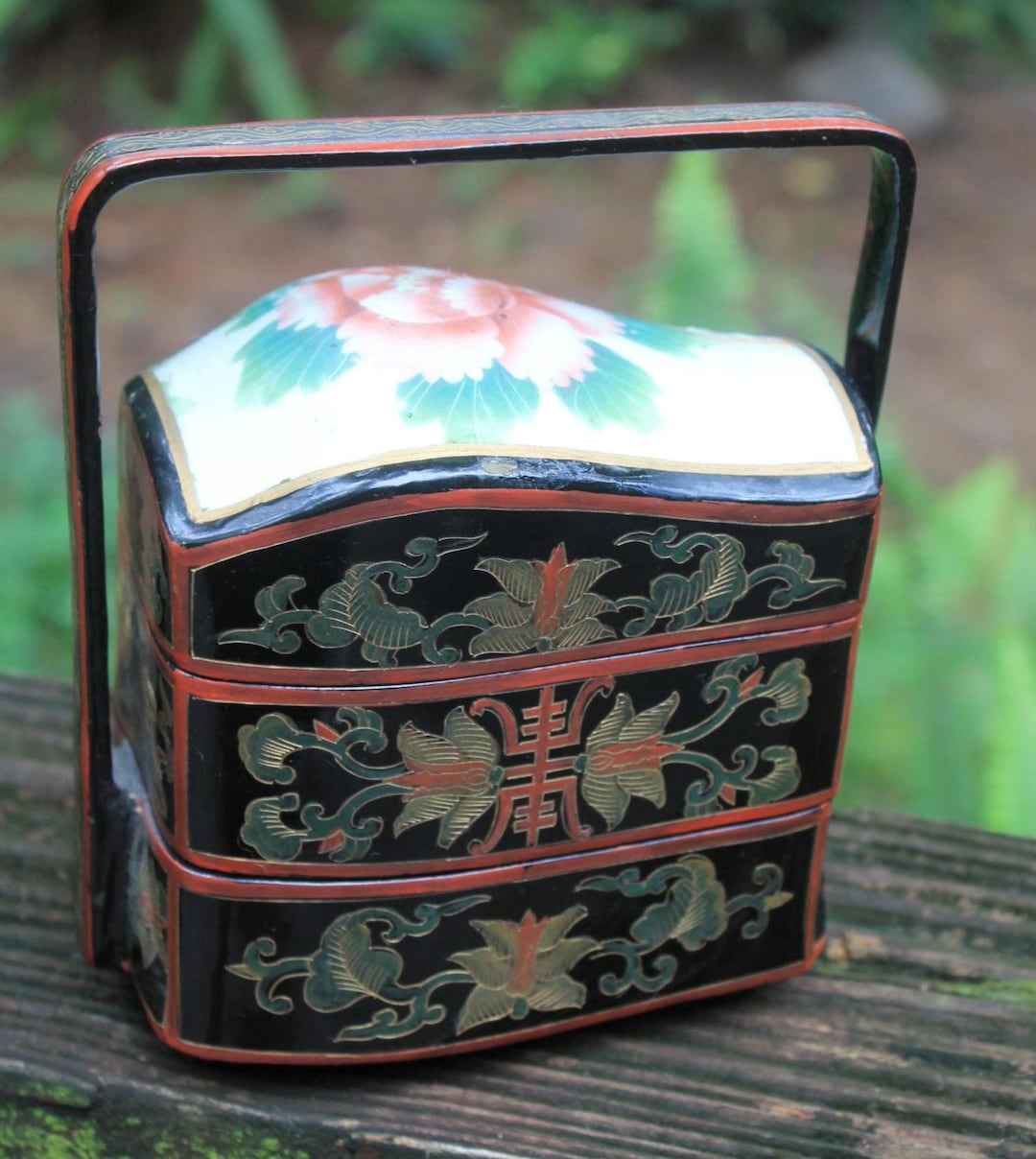 Vintage Japanese Lacquer Three Tier Box With Enamel. - Etsy Hong Kong