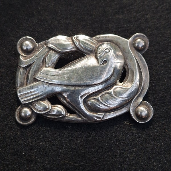 Vintage 1940s Coro Norseland Sterling Silver Dove Pin Brooch