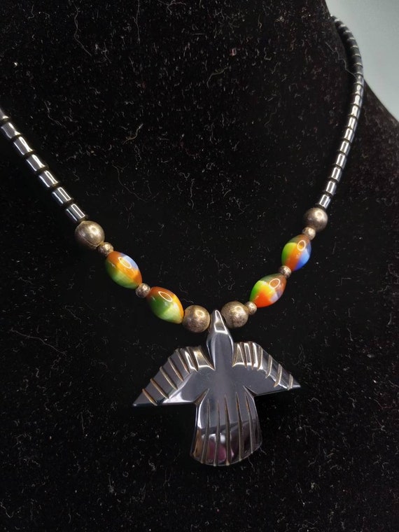 Hematite Beaded Eagle Necklace - image 2