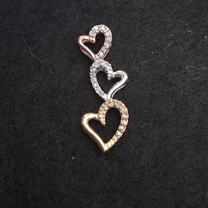 Vintage Rose Gold and Sterling Silver and 10k Gold Heart Pendant