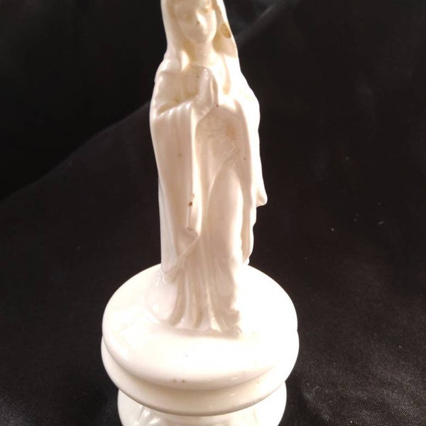 Inarco Japan Mother Mary Praying Statue Figurine Glazed Bisque Pedestal Base