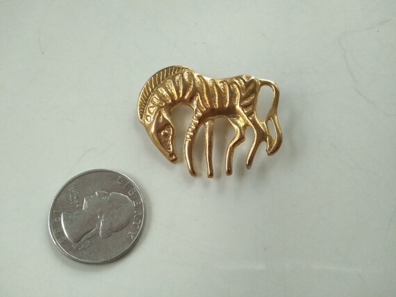 Vintage zebra gold tone safari pin brooch - image 3