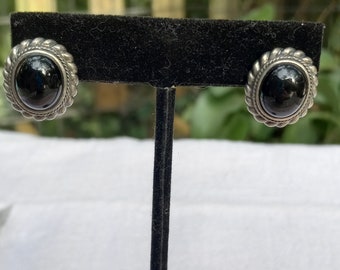 Sterling Silver Black Onyx Stud Earrings